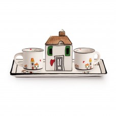 Set 2 Mini Mug + Zuccheriera + Vassoio Rettangolare le Casette Set 2 Mini Mug + Zuccheriera + Vassoio Rettangolare le Casette